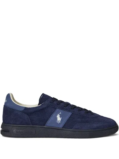 Polo Ralph Lauren Suede Logo-detail Sneakers In Blue