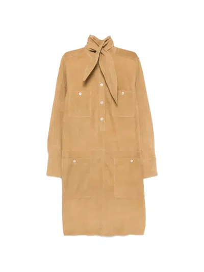 Polo Ralph Lauren Suede Mini Dress In Brown