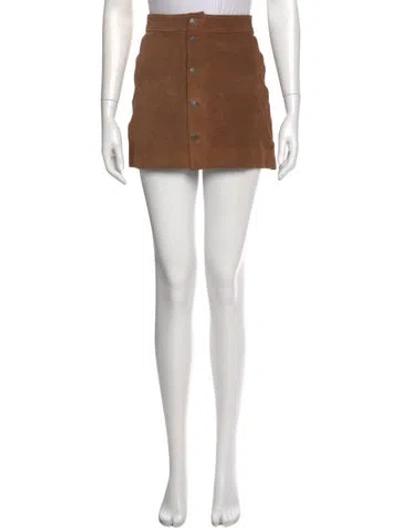 Pre-owned Polo Ralph Lauren Suede Mini Skirt In Brown