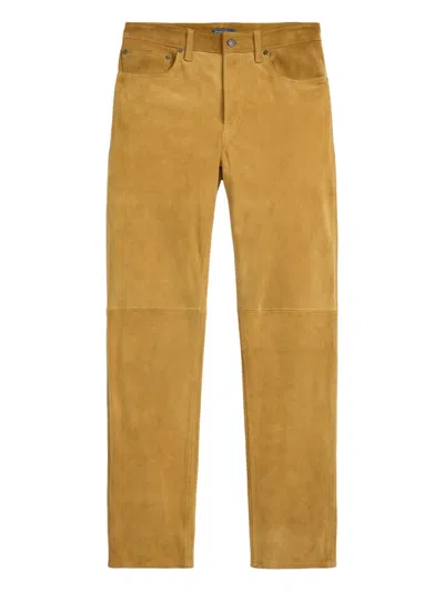 Polo Ralph Lauren Suede Panelled Trousers In Yellow