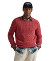 Polo Ralph Lauren Suede-patch Cable-knit Sweater In Red