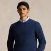 Polo Ralph Lauren Suede-patch Jumper In Blue