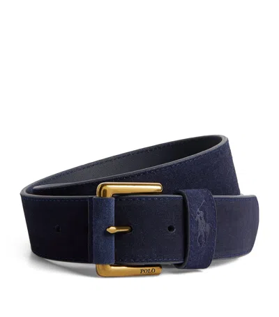 Polo Ralph Lauren Suede Polo Pony Belt In Navy