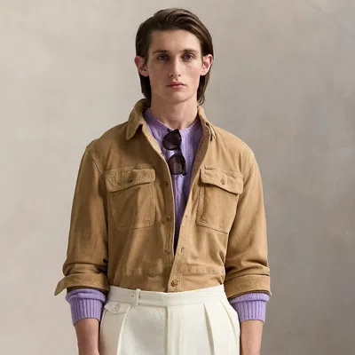 Polo Ralph Lauren Suede Shirt Jacket In Berkshire Tan