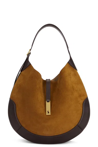 Polo Ralph Lauren Suede Shoulder Bag In Brown