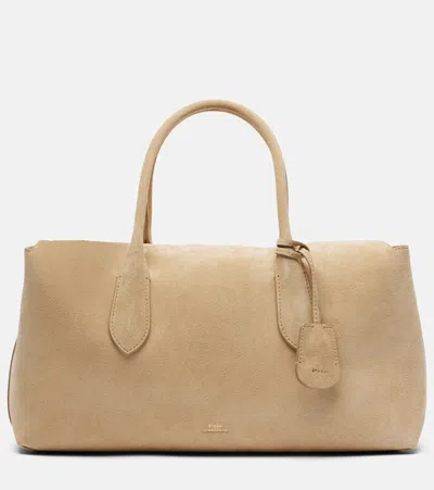 Polo Ralph Lauren Suede Shoulder Bag In Nude