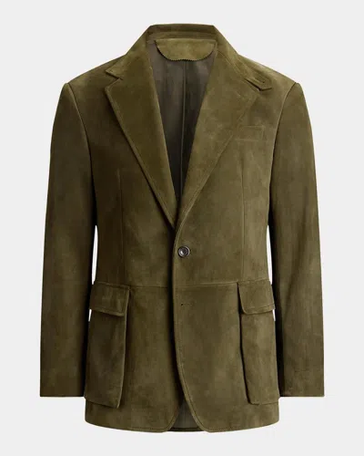 Polo Ralph Lauren Suede Single-breasted Sport Coat In Olive