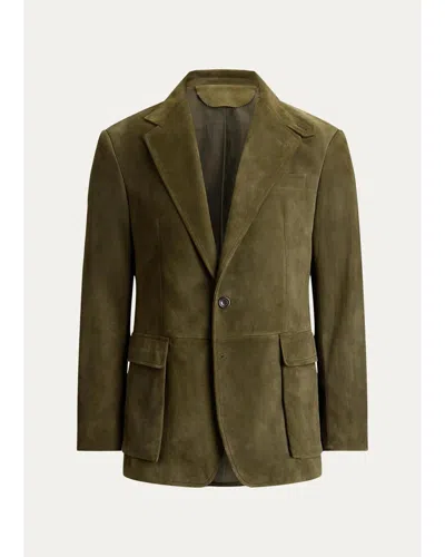 Polo Ralph Lauren Suede Single-breasted Sport Coat In Olive