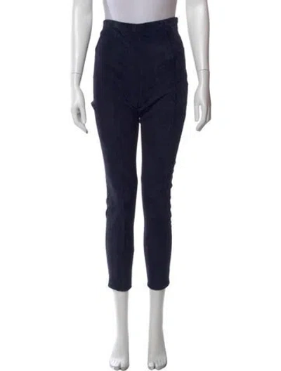 Pre-owned Polo Ralph Lauren Suede Skinny Leg Pants In Black