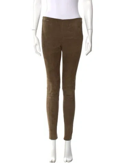 Pre-owned Polo Ralph Lauren Suede Skinny Leg Pants In Neutral