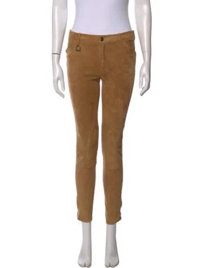 Pre-owned Polo Ralph Lauren Suede Skinny Leg Pants In Neutral