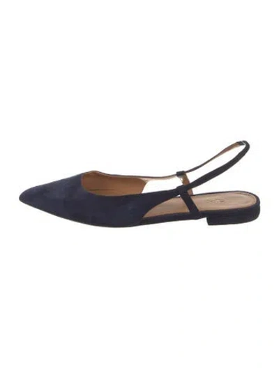 Pre-owned Polo Ralph Lauren Suede Slingback Flats In Blue