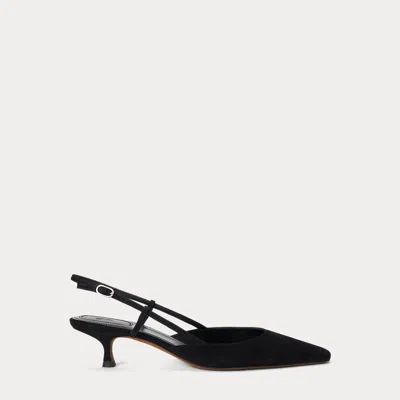 Polo Ralph Lauren Suede Slingback Kitten Heel In Black
