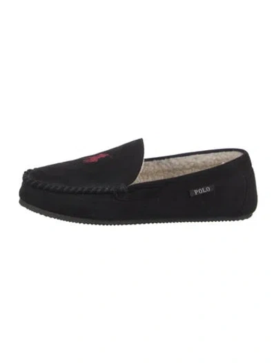 Pre-owned Polo Ralph Lauren Suede Slippers In Black