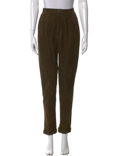 Pre-owned Polo Ralph Lauren Suede Straight Leg Pants In Green