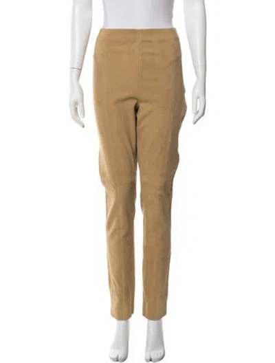 Pre-owned Polo Ralph Lauren Suede Straight Leg Pants In Neutral