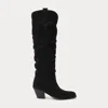Polo Ralph Lauren Suede Tall Western Boot In Black