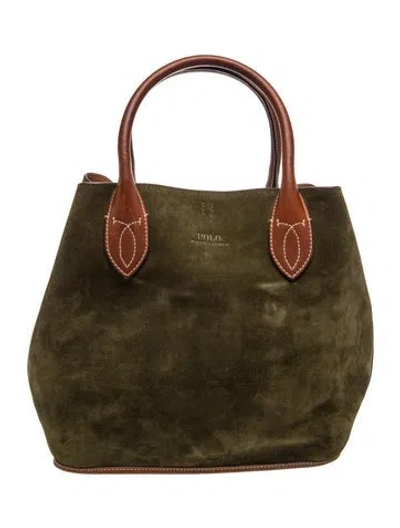 Pre-owned Polo Ralph Lauren Suede Top Handle Bag In Green