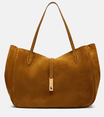 Polo Ralph Lauren Suede Tote Bag In Brown