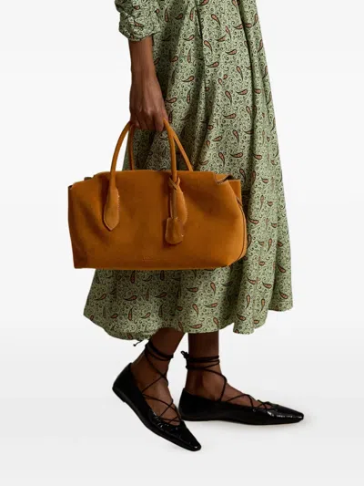 Polo Ralph Lauren Suede Tote Bag In Orange