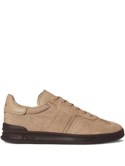 Polo Ralph Lauren Suede Trim Aera Trainers In Brown