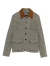 Polo Ralph Lauren Suede-trim Herringbone Jacket In Black