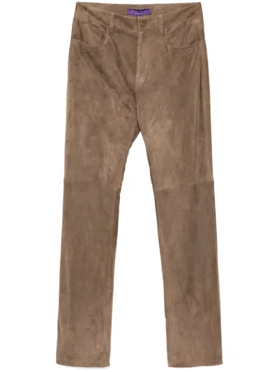 Polo Ralph Lauren Suede Trousers In Brown