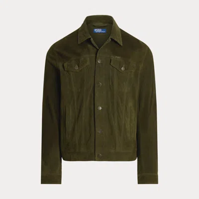 Polo Ralph Lauren Suede Trucker Jacket In Green