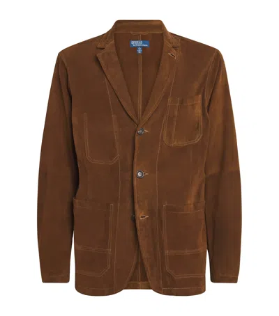 Polo Ralph Lauren Suede Unstructured Blazer In Brown
