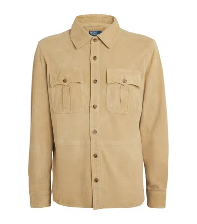 Polo Ralph Lauren Suede Utility Jacket In Green