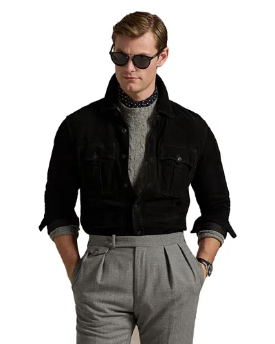 Polo Ralph Lauren Suede Utility Shirt Jacket In Black