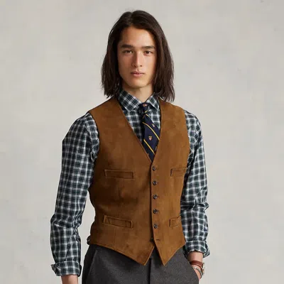 Polo Ralph Lauren Suede Vest In New Pale Russet