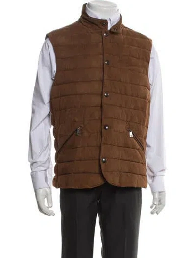 Pre-owned Polo Ralph Lauren Suede Vest W/ Tags In Brown
