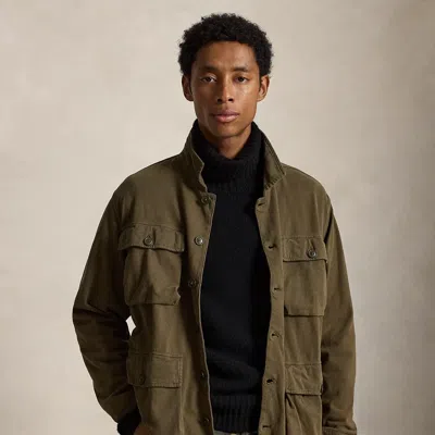 Polo Ralph Lauren Sueded Moleskin Utility Overshirt In Canopy Olive In Multi