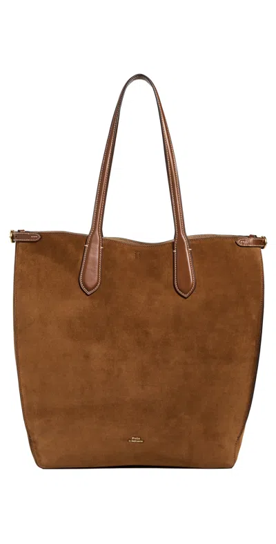 Polo Ralph Lauren Suede/leather-bellport North/south Tote Cinnamon/cuoio In Brown