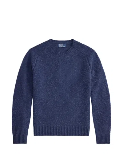Polo Ralph Lauren Suede-patch Wool-cashmere Jumper In Blau