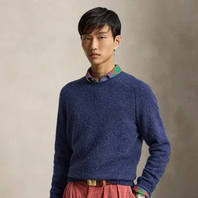 Polo Ralph Lauren Suede-patch Wool-cashmere Sweater In Basalt Navy