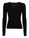 Polo Ralph Lauren Cable-knit Wool-cashmere V-neck Sweater In Black