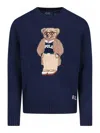 Polo Ralph Lauren Blue Sweater With Logo Embroidery On The Front And Logo Lettering On The Front In Cotton And Linen B In Blue