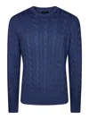 Polo Ralph Lauren Cable Knit Sweater With Round Neckline In Blue