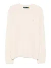 Polo Ralph Lauren Crewneck Sweater In Soft Cream Alpaca Blend In Brown
