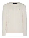 Polo Ralph Lauren Textured Cable Knit Sweater With Round Neckline And Fitted Silhouette In White