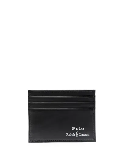 Polo Ralph Lauren Suffolk Leather Cardholder In Black