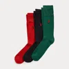 Polo Ralph Lauren Supersoft Trouser Sock 3-pack In Black/red/green