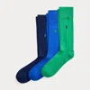 Polo Ralph Lauren Supersoft Trouser Sock 3-pack In Green/royal/navy