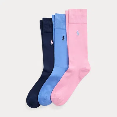Polo Ralph Lauren Supersoft Trouser Sock 3-pack In Pink/blue/navy