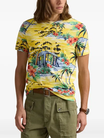 Polo Ralph Lauren Surf-print T-shirt In Yellow