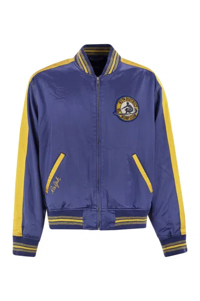 Polo Ralph Lauren Surf-themed Letterman Jacket In Blue