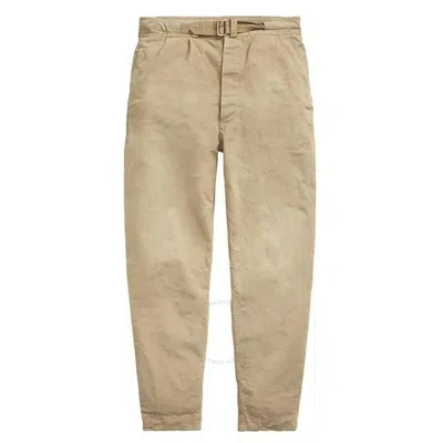 Polo Ralph Lauren Surrey Tan Pleated Canvas Pants In Brown