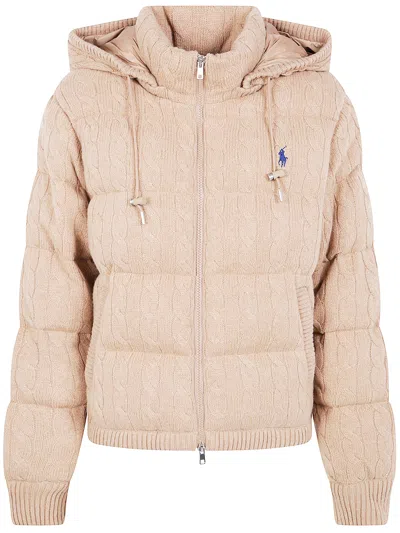 Polo Ralph Lauren "sweat Puffer " 2/15 Rws Coat In Neutral